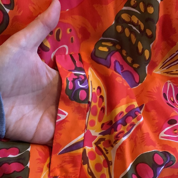 Vintage orange silk large seashell print, orange fabric lining zip up jacket szM - Picture 9 of 9